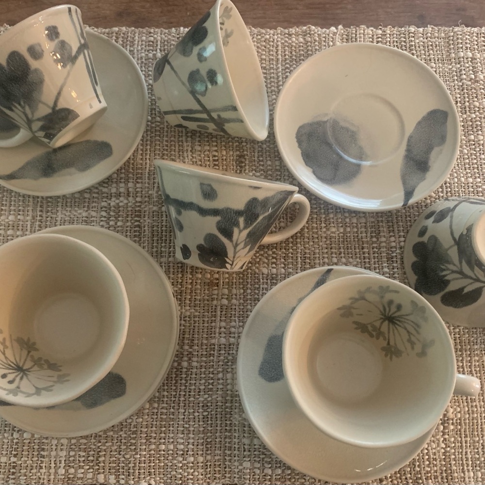 6 Modern Cups & Saucer Set from Portugal
